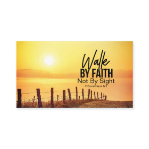 2 Corinthians 5:7 Walk by Faith Bible Verse Sunset Business Card