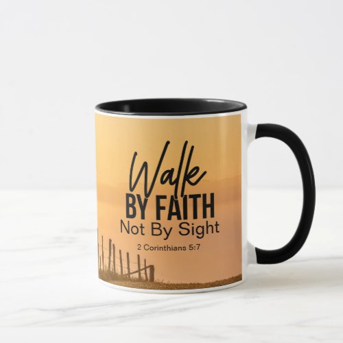 2 Corinthians 57 Walk by Faith Bible Verse Sunset Mug