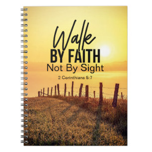 2 Corinthians 5:7 Walk by Faith Bible Verse Sunset Notebook