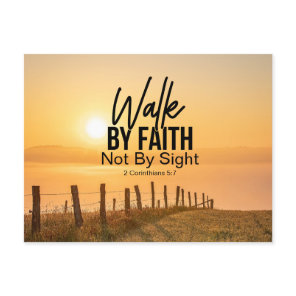2 Corinthians 5:7 Walk by Faith Bible Verse Sunset Postcard