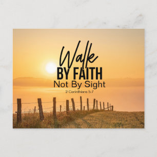2 Corinthians 5:7 Walk by Faith Bible Verse Sunset Postcard