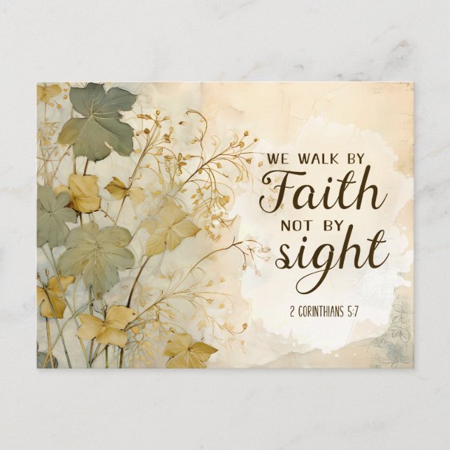 2 Corinthians 5:7 We Walk by Faith Bible Verse Postcard (Front)