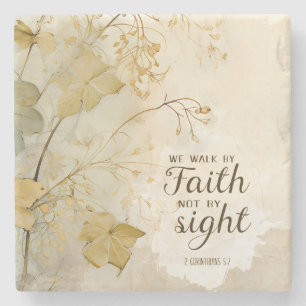 2 Corinthians 5:7 We Walk by Faith Bible Verse Stone Coaster