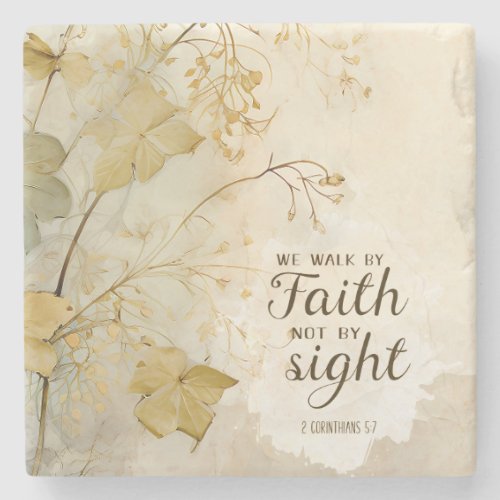 2 Corinthians 57 We Walk by Faith Bible Verse Stone Coaster