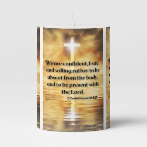 2 Corinthians 58 KJV Bible Scripture Pic Pillar Candle