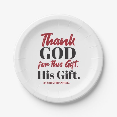 2 Corinthians 915 bible verse design I Paper Plates