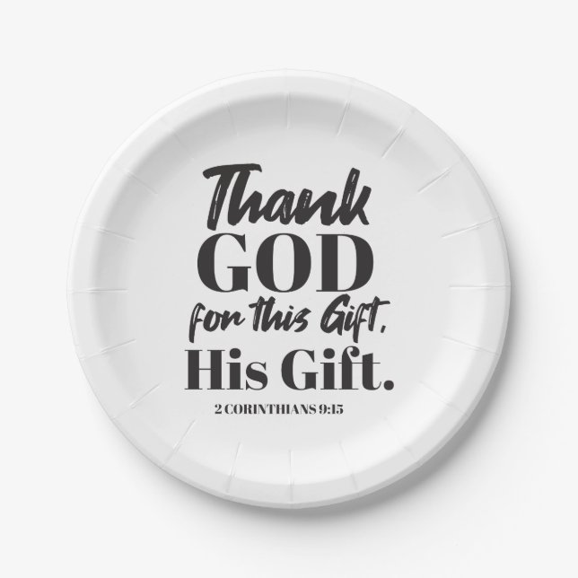 2 Corinthians 9:15 bible verse design II Paper Plates (Front)