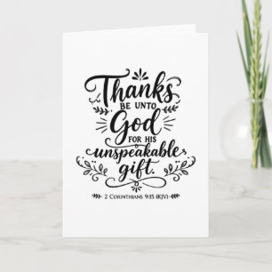 2 Corinthians 9:15 Bible Verse Hand Lettering Xmas Thank You Card