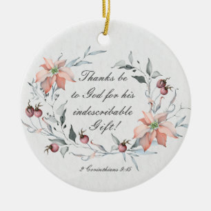 2 Corinthians 9:15 Thanks be to God, Christmas Ceramic Ornament