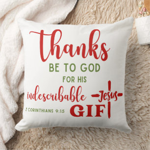 2 Corinthians 9:15 Thanks be to God Scripture Throw Pillow