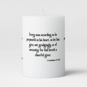 2 Corinthians 9:7 Bible Scripture Pillar Candle