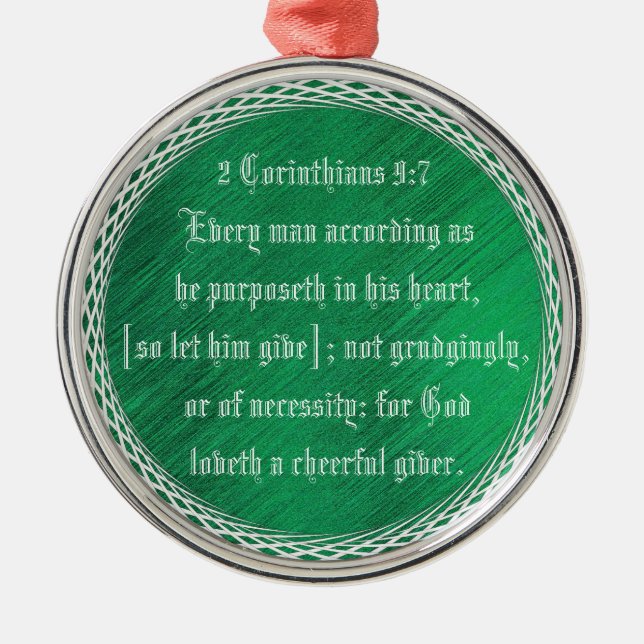 2 Corinthians 9:7 Metal Ornament (Front)