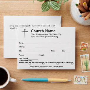2 Corinthians 9:7 Nails Cross Church Tithe Envelope