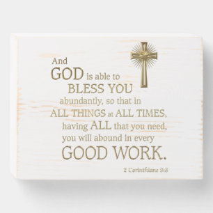 2 Corinthians 9:8 Bible Verse Pastor Gift Wooden Box Sign