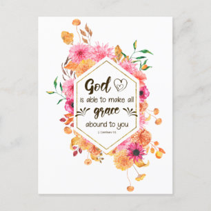 2 Corinthians 9:8 God is able to make grace abound Postcard