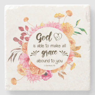 2 Corinthians 9:8 God is able to make grace abound Stone Coaster