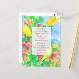 2 Corinthians Scripture Bible God's Grace Flowers Postcard