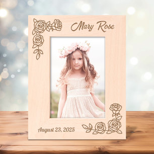 2 Corner Roses Custom Text 5x7 Engraved Frames