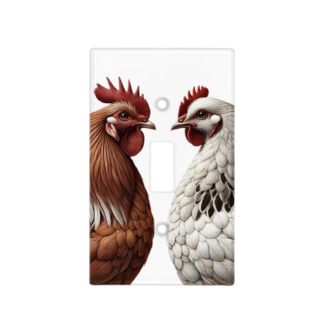 2 Country Chickens Farm Barnyard Kitchen Light Switch Cover (Front)