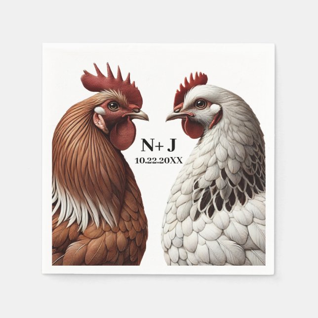 2 Country Chickens Farm  Barnyard Wedding Napkins (Front)