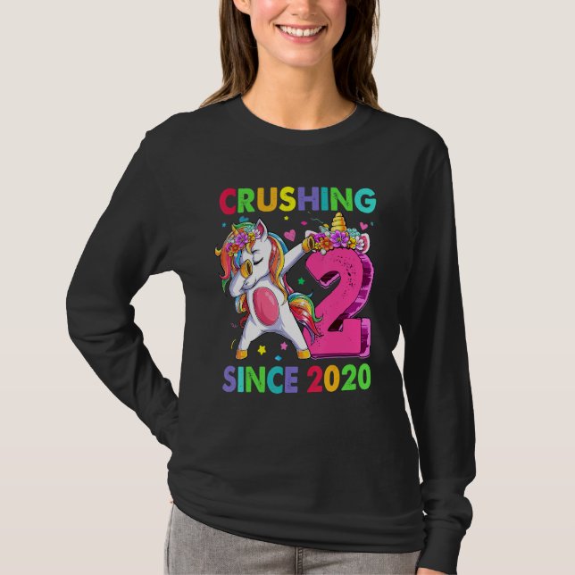 2 Crushing It Since 2020 Dabbing Unicorn 2nd Birth T-Shirt (Front)