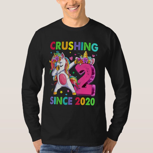 2 Crushing It Since 2020 Dabbing Unicorn 2nd Birth T-Shirt (Front)