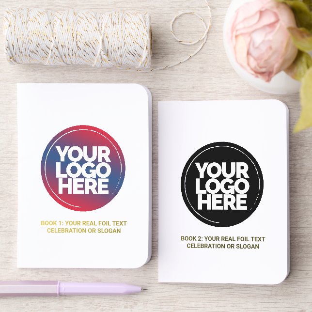 2 Custom Business Logo and Text Foil Vow Books (Wedding)