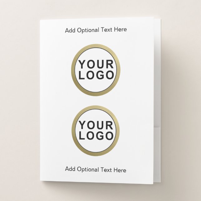 2 Custom Business Logos Minimalist White Pocket Folder (Front)