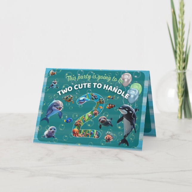 2 Cute 2 Handle Party Folded Horizontal Invitation (Front)