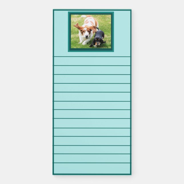 2 Cute Basset Hounds on Magnetic Notepad (Front)