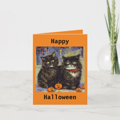 2 Cute Kittens Halloween Card