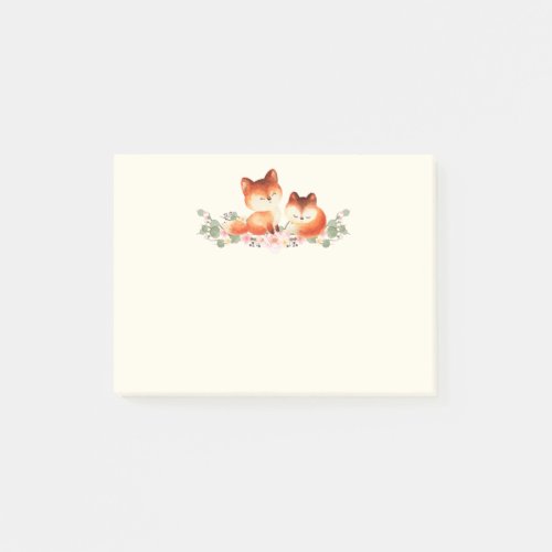  2 Cute Little Red Foxes Watercolor Design Post_it Notes