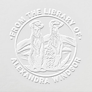 2 Cute Meerkats Standing #1 Library Book Name Embosser
