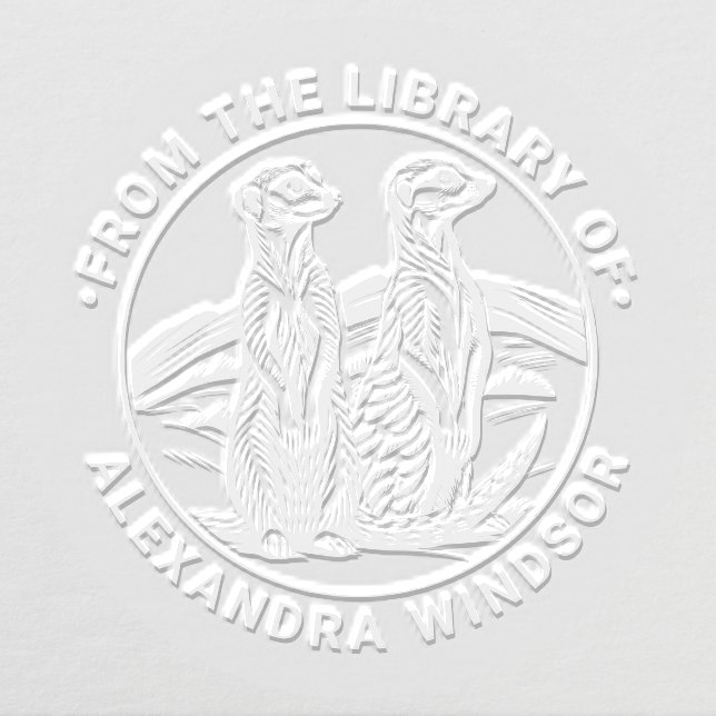 2 Cute Meerkats Standing #1 Library Book Name Embosser (Design)
