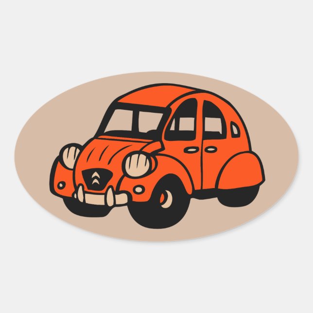 2 cv vintage french car oval sticker (Front)
