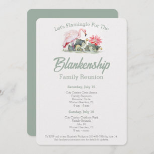 2-Day Family Reunion Tropical Flamingo Art Custom Invitation