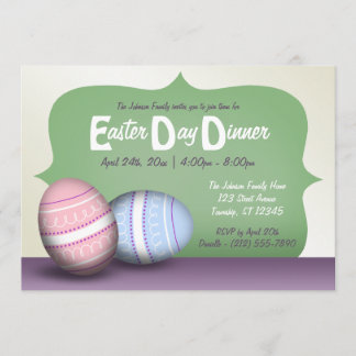 2 Decorated Eggs - Easter Day Dinner Invitations
