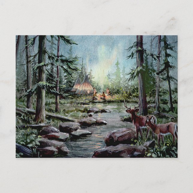 2 DEER WATCH by SHARON SHARPE Postcard (Front)