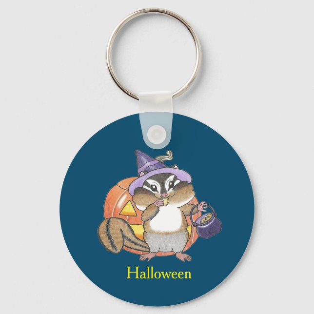 2 designs Chipmunk Squirrel Halloween Keychain (Back)