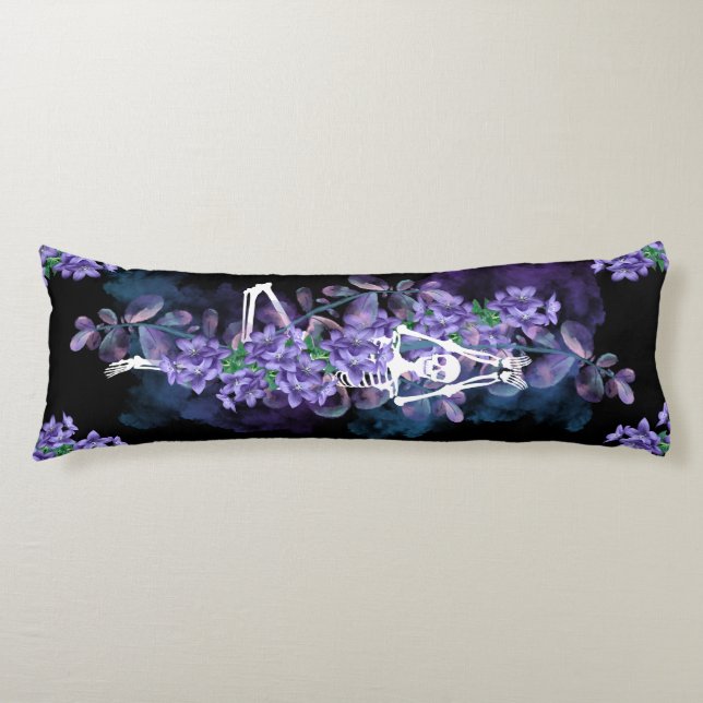 2 designs: Lilac field with a skeleton  Body Pillow (Front)