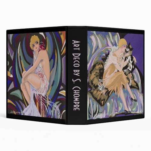 2 Different Vintage Art Deco Women by Chompre 3 Ring Binder