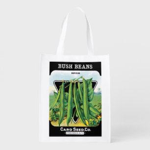 2 Different Vintage Seed Packet Label Art Veggies Reusable Grocery Bag