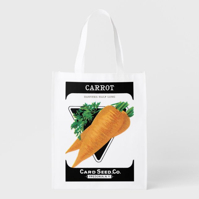 2 Different Vintage Seed Packet Label Art Veggies Reusable Grocery Bag (Front)