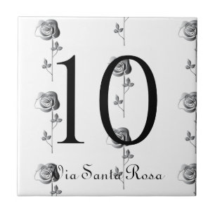 2 Digit Number 3D Roses Cinzel House Number Ceramic Tile