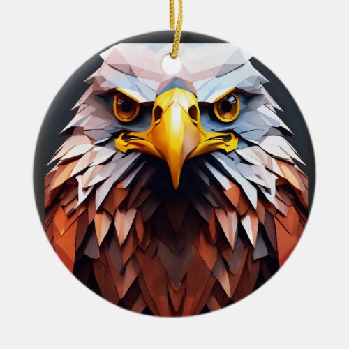 2 Dimensional vector low  poly  Eagle Icon Ceramic Ornament