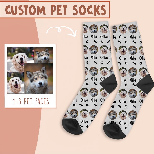 2 Dogs 2 Names Personalized Dog Photo on Grey Socks (Creator Uploaded)