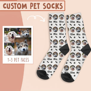2 Dogs 2 Names Personalized Dog Photo on White Socks