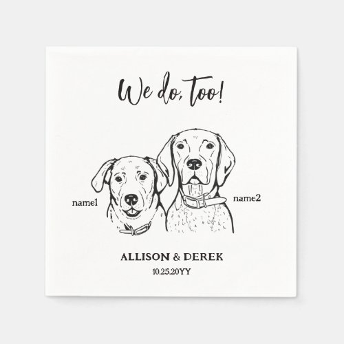  2 Dogs Pet Great Dane Sketch Wedding  Napkins