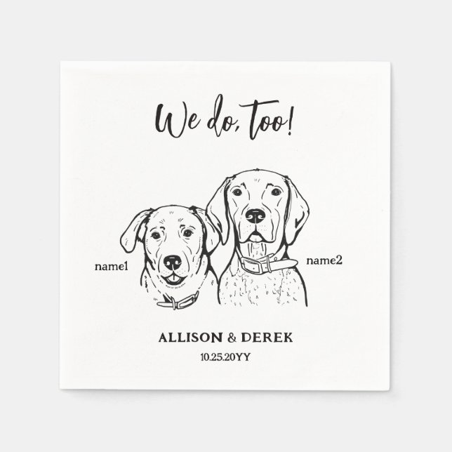  2 Dogs Pet Great Dane Sketch Wedding  Napkins (Front)