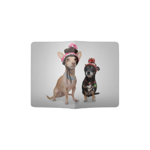 2 dogs with funny hats passport holder